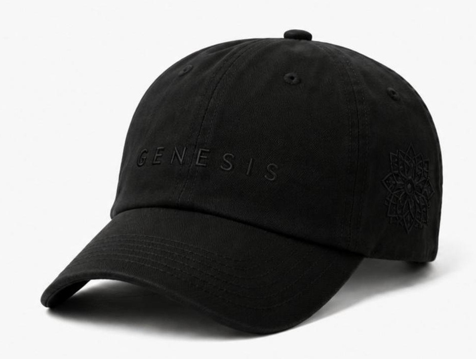 Genesis hat in black with tonal GENESIS embroidery